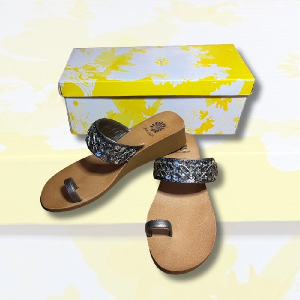 Yellow Box Silver and Tan Women's Sandals